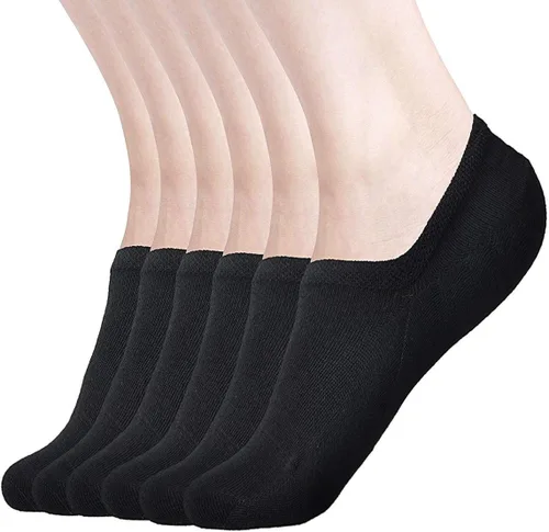 DIBAOLONG - Calcetines invisibles para mujer, diseño de corte bajo, plano y antideslizante (paquete de 6 o 12 pares)