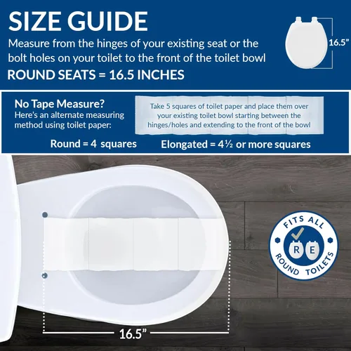 Miniatura 5 de Mayfair 44EC 000 asiento para retrete moldeado de madera con bisagras, fácil de limpiar y recambiar, 44ECA 000, 0 volts