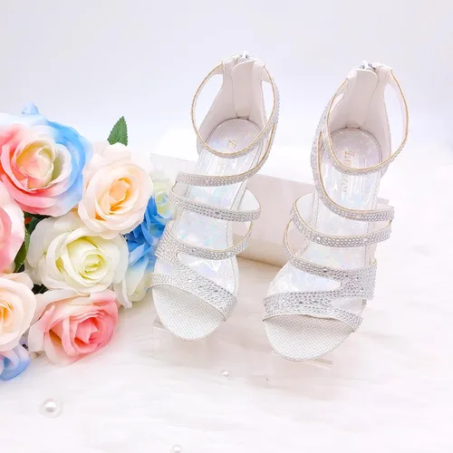 Miniatura 3 de Zapatos de tacón alto para niñas, zapatos de vestir para fiesta de boda, sandalias de tacón alto para niñas pequeñas y grandes