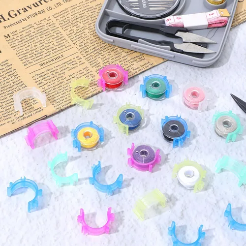 Miniatura 6 de Clips para bobinas de coser, 50 unidades, soporte de bobina transparente, clip de plástico para herramientas de costura, accesorios de abrazaderas