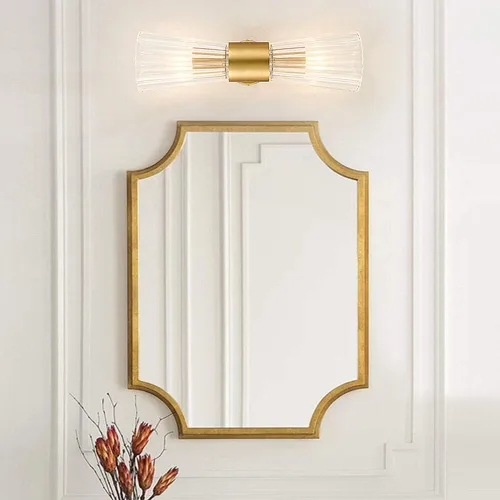Miniatura 2 de EFINEHOME Apliques de pared modernos de mediados de siglo con pantalla de vidrio de cristal, luces de tocador de baño de 2 luces de vidrio, apliques