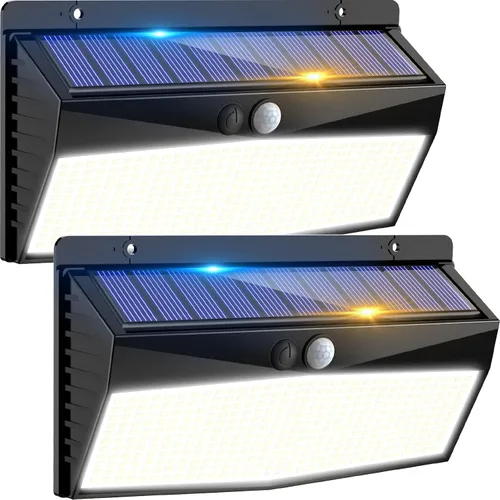 Miniatura 23 de 368 luces LED solares para exteriores con sensor de movimiento, valla solar con 3 modos de iluminación, seguridad alimentada, impermeable