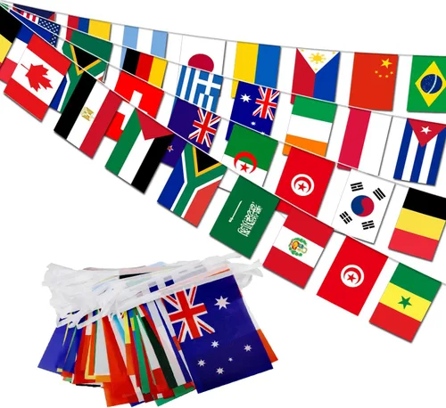 Miniatura 21 de Banderín de bandera de Colombia – 38 banderas, 42 pies, pequeñas banderas colombianas para decoración del país, escuela, fiesta, eventos deportivos