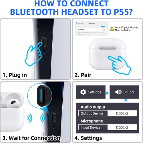 Miniatura 3 de Smof USB Bluetooth Audio Adapter for PS5, PS4,Switch,Mac. Compatible Bone Conduction Headsets Wireless Audio Transmitter Dongle with aptX Low