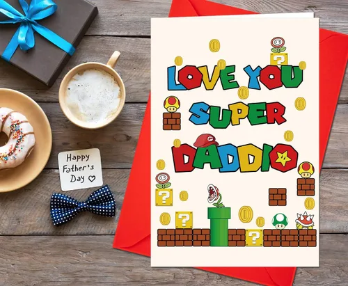 Miniatura 2 de Divertida tarjeta del día del padre con sobre, tarjeta de Super Daddio para papá, papá, abuelo, tarjeta de felicitación del día del padre de hijo