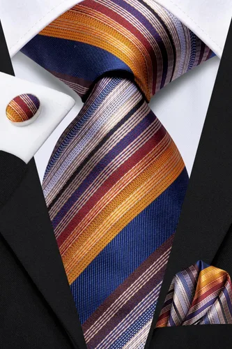 Miniatura 221 de Dubulle Corbata tejida de cachemira para hombre y gemelos de pañuelo para hombre, conjunto de gemelos para boda formal y negocios