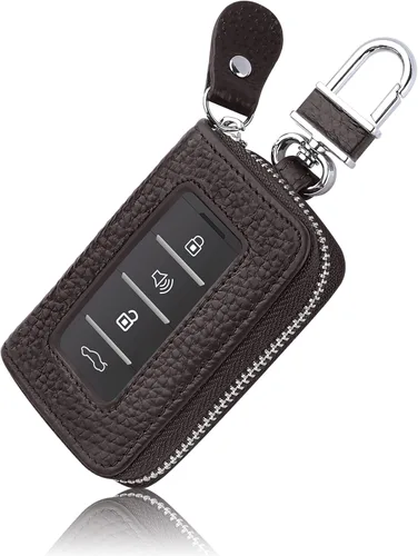 Miniatura 13 de Funda para Llavero de Coche para Reemplazar Funda Antigua, Funda para Llave de Coche de Cuero Genuino con Anillo para Llaves y Llavero (Negro)