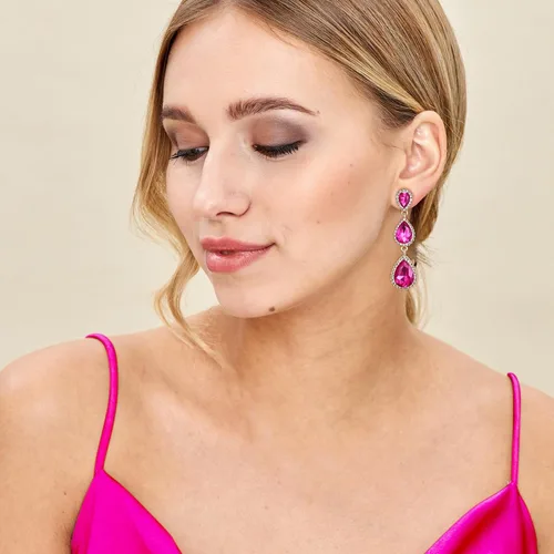 Miniatura 53 de EleQueen Pendientes de cristal austriaco en tono dorado para mujer, forma de pera de 2.5 pulgadas, color esmeralda