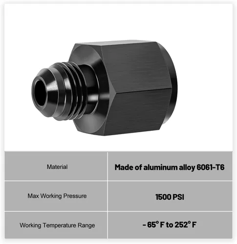 Miniatura 3 de 8 AN hembra -6 AN macho Adaptador reductor de montaje de tabique hermético de llamarada 8AN a 6AN