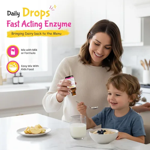 Miniatura 5 de Lactase Kids Drops 1000 unidades - 50 porciones diarias, 1 onza líquida (1.0 fl oz) - Digestión de lactosa y alivio de cólicos - Sin azúcar, sin