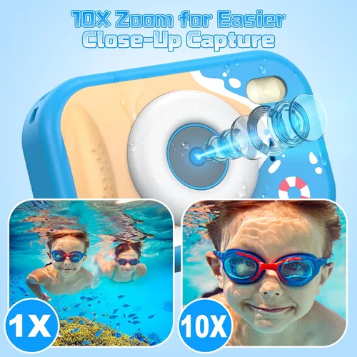 Miniatura 5 de Cámara para niños impermeable, cámara submarina IP68 para niños de 3 a 12 años, cámara digital HD para niños con grabación de video de 1080P