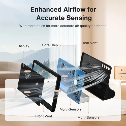 Miniatura 3 de Monitor de calidad del aire 16 en 1 para interiores, pantalla de 7 pulgadas, 9 alertas AQI+7 AQI, monitor de CO2 probador de calidad del aire