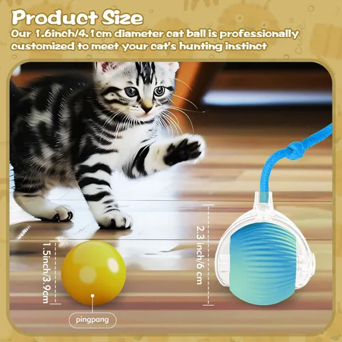 Miniatura 5 de Pelotas interactivas para gatos de interior, juguetes automáticos mejorados para gatos adultos aburridos en interiores, pelota, Peppy Pet Ball