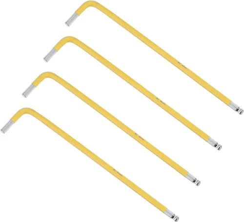 Miniatura 6 de uxcell Llave hexagonal de extremo de bola de 0.197 in, herramienta de reparación de acero S2 en forma de L con brazo largo, 4 piezas Naranja