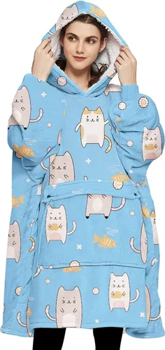 Miniatura 44 de KFUBUO Manta portátil con capucha de sherpa para niños, todos los patrones, sudadera de gran tamaño con bolsillo, regalos de cumpleaños para niñas
