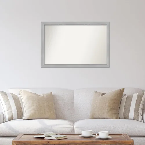 Miniatura 4 de Amanti Art Espejo de baño plateado para sobre el fregadero, 26 x 39 pulgadas, espejo de tocador rectangular estrecho de níquel cepillado, marco