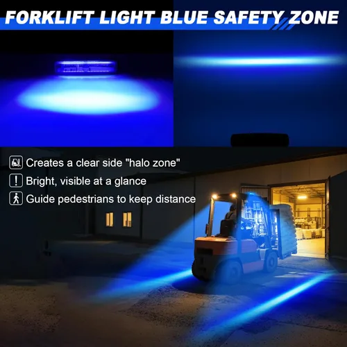 Miniatura 2 de eTzone Nueva carretilla elevadora LED luz azul zona lateral luces advertencia almacén zona peatonal camión lámpara de seguridad 30W, DC 12-80V