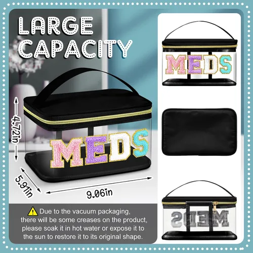 Miniatura 3 de Geetery Bolsa de Letras de Chenilla, Estuches de Viaje Meds Cheer Regalos para Porristas Bolsa de Cosméticos Maquillaje de Nylon Portátil Preppy