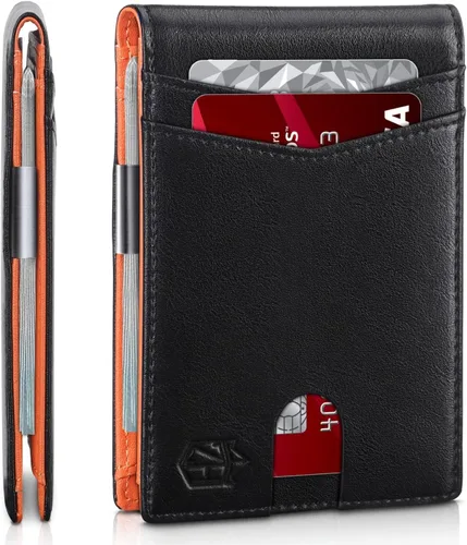 Miniatura 128 de Zitahli - Billetera delgada con 12 ranuras para tarjetas, ventana de identificación con clip para dinero, bolsillo frontal RFID plegable, pequeña