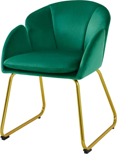 Miniatura 11 de Topeakmart Silla decorativa moderna, estilo floral, de terciopelo, con patas mentales doradas, para sala de estar, dormitorio, oficina en casa, Negro