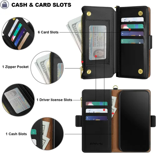 Miniatura 6 de Antsturdy Funda compatible con Motorola Moto G Stylus 5G 2022 con tarjetero para mujeres y hombres, funda para teléfono con bloqueo RFID, piel