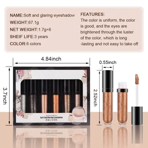 Miniatura 5 de evpct Sombra de ojos y delineador líquido brillante con purpurina, sombra de ojos y delineador en barra metálico de alto pigmento, conjunto