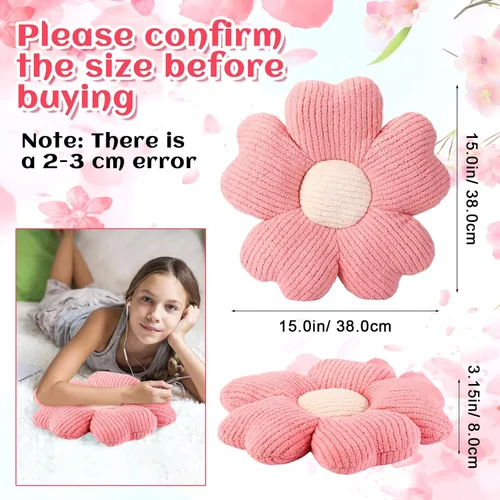Miniatura 2 de Drydiet 6 Piezas Almohadas con Forma de Flor Margaritas Almohadas de Piso Cojines de Asiento con Forma de Flor de 15 Pulgadas para Leer Sofá Sillón