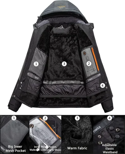 Miniatura 3 de FTIMILD Men's Ski Jacket Waterproof Warm Winter Mountain Windbreaker Hooded Raincoat Snow Jackets