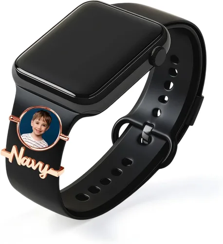 Miniatura 9 de ubmpj Dijes de banda de reloj personalizados para reloj inteligente, cerraduras de banda mágica personalizadas con nombre y foto para mujeres