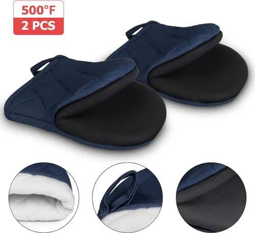 Miniatura 3 de Guantes cortos para horno, resistentes al calor, 500 °F, guantes de cocina con agarre de silicona, antideslizantes para hornear, parrilla, barbacoa
