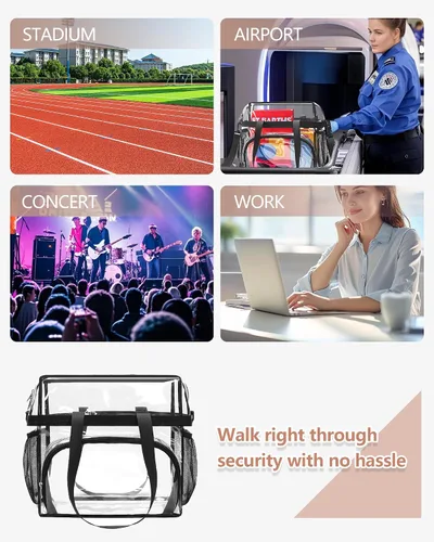 Miniatura 6 de Lyingflat Clear Bag for Stadium Events Clear Tote Bag with Removable Strap Transparent Bag for Sporting Concert Work