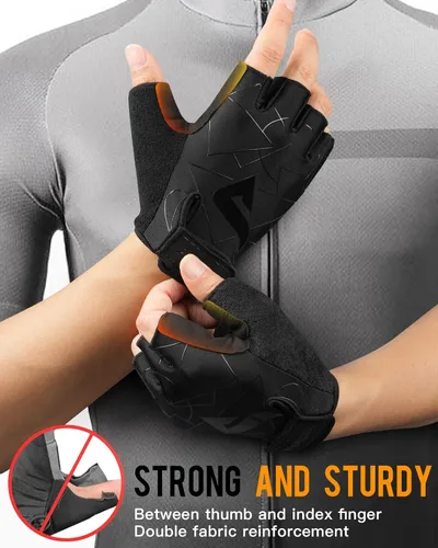 Miniatura 4 de ATERCEL Guantes de ciclismo para hombre, para ciclismo, entrenamiento, gimnasio, entrenamiento, levantamiento de pesas, al aire libre, motocross