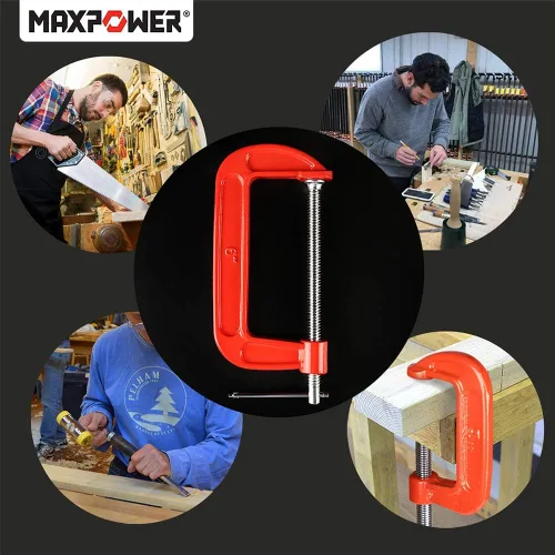 Miniatura 4 de MAXPOWER Juego de abrazaderas C de 4 piezas, abrazadera C de 6 pulgadas, apertura de mandíbula de hasta 6 pulgadas, profundidad de garganta de 2-3/4