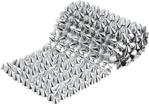 Miniatura 15 de uxcell 1 yarda de puntada en cono de punta, 12 filas de plástico con parte trasera plana, remache punk, cinta para manualidades, bolsos, decoración