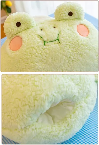 Miniatura 4 de NatureMan Almohada de rana de felpa, calentador de manos de rana rellena súper suave para adultos y niños (verde)