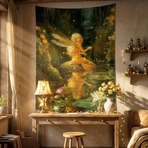 Miniatura 11 de Lifeel - Tapiz de jardín con luz de luna, fase lunar rodeada de vides y flores, tapiz negro para decoración de pared