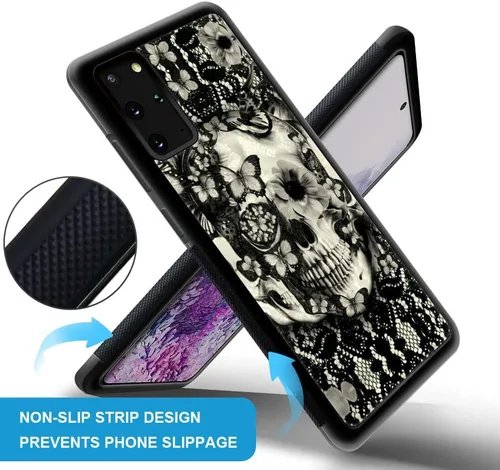 Miniatura 2 de ZHEGAILIAN Funda compatible con Samsung Galaxy S20 FE, diseño de esqueleto de encaje gótico victoriano, acrílico duro y TPU anti-caída