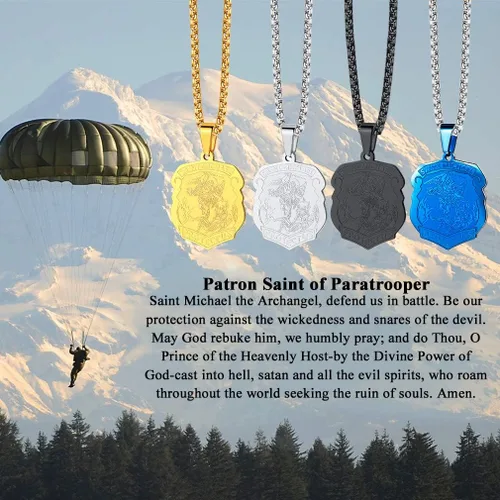 Miniatura 3 de FaithHeart - Collar de San Miguel, dije personalizado de protección del arcángel, para hombres y mujeres, acero inoxidablechapado en oro Medalla