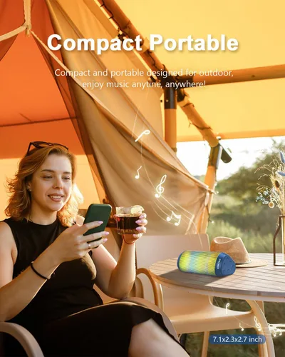 Miniatura 8 de Altavoz Bluetooth portátil con luces RGB, sonido fuerte HD de 15 W, BT5.3 inalámbrico, IPX4 impermeable, emparejamiento TWS, micrófono integrado