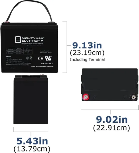 Miniatura 2 de Mighty Max Battery Batería de repuesto de rosca interna de 12V 55Ah para Quantum QG Edge NF55-2 Pack