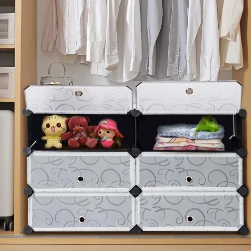 Miniatura 2 de Zapatero organizador de 6 niveles, 24 pares de almacenamiento de zapatos de plástico, zapatero de pie, almacenamiento modular apilable para zapatos