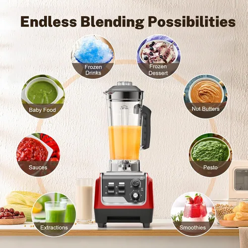 Miniatura 4 de MAGETANG Batidora de batido de 1800 W potentes licuadoras para cocina de 70 onzas de gran capacidad y recipientes sin BPA con batidora de encimera