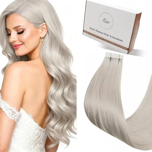 Miniatura 75 de 【Descuento】Hetto - Extensiones de cabello con cinta adhesiva, 40g, extensiones de cabello humano, color rubio ceniza oscuro degradado a rubio medio