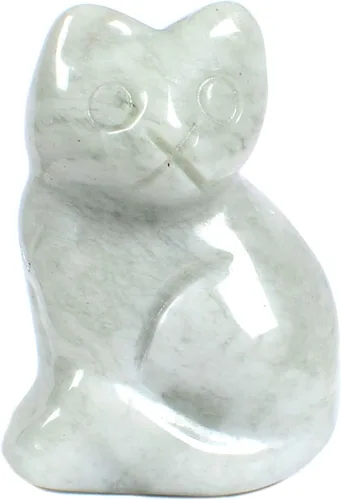 Miniatura 28 de Justinstones Escultura de gato tallada de cristal de cuarzo, estatua de gato de animal gatito de 1.181 in, mini figura de gato sentado de cristal