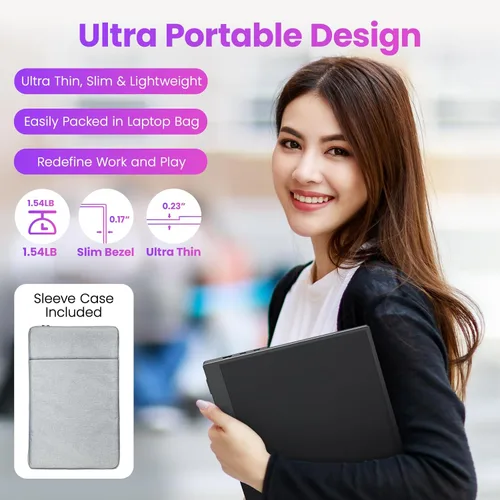 Miniatura 6 de Upperizon Monitor portátil de 15.6 pulgadas FHD 87% sRGB 60Hz IPS HDR HDMI USB-C Monitor de viaje para laptop, MacBook, PC, Surface PS5 Xbox