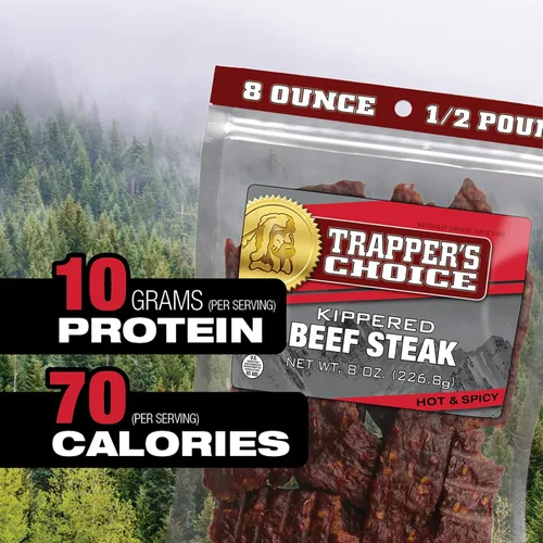 Miniatura 4 de Old Trapper, Trapper's Choice - Bistec de carne caliente y picante, paquete individual de 8 onzas, 0.35 oz de proteína y 70 calorías por porción