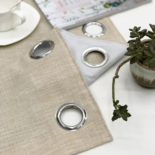 Miniatura 5 de always4u Cortinas 100% opacas con textura de lino, tejido casual, cortinas con aislamiento térmico para sala de estar, dormitorio, 2 paneles, beige