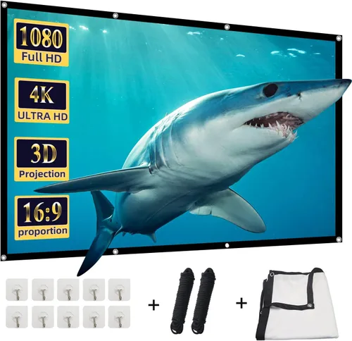 Miniatura 14 de Pantalla de proyector, pantalla de proyección frontal trasera portátil plegable de 84 pulgadas, para interiores y exteriores, 4K 16:9 HD, pantalla