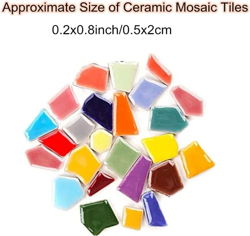 Miniatura 5 de 200g de azulejos de mosaico de cerámica para manualidades, azulejos de cerámica irregulares de 0.2"x0.8" de porcelana para decoración del hogar Gris