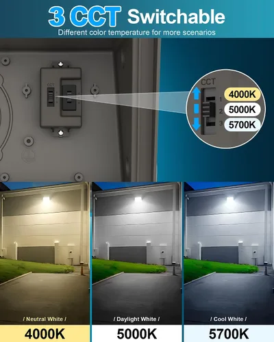 Miniatura 3 de AKK Paquete de luz LED de pared de 80 W, 60 W, 40 W, con fotocélula, 12000 lúmenes, 150 lm/W, 3 vatios y 3 CCT seleccionables